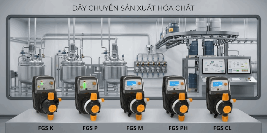 Bơm định lượng điện từ K80PP có khả năng kháng hóa chất ưu việt